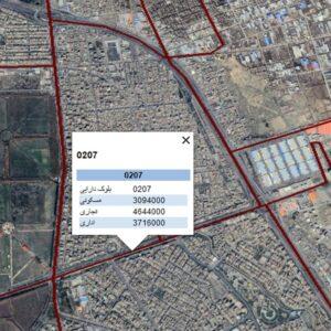 نقشه گوگل ارث ارزش معاملاتی املاک مصوب سال 1401 شهر مشهد